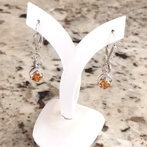 Nov Birthstone Citrine Sterling Silver Earrings